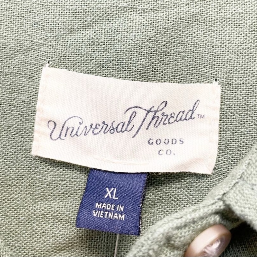 Universal Thread Green Button-Front MidiShirt Dress w/Belt Women’s Size XL Linen - Picture 5 of 6